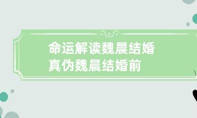 命运解读魏晨结婚真伪 魏晨结婚前