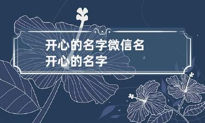 开心的名字 微信名开心的名字