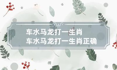 车水马龙打一生肖 车水马龙打一生肖正确答案