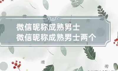 微信昵称成熟男士 微信昵称成熟男士两个字