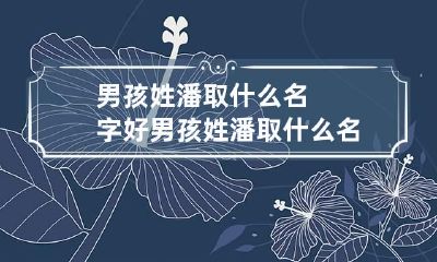 男孩姓潘取什么名字好 男孩姓潘取什么名字好听