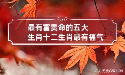 最有富贵命的五大生肖 十二生肖最有福气排名