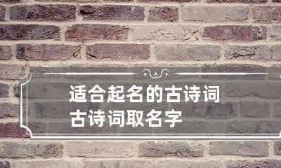适合起名的古诗词 古诗词取名字