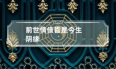 前世情债皆是今生阴缘