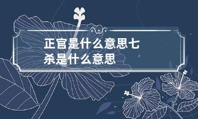 正官是什么意思 七杀是什么意思