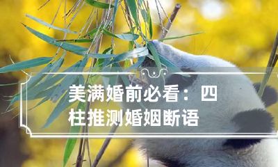 美满婚前必看 ：四柱推测婚姻断语