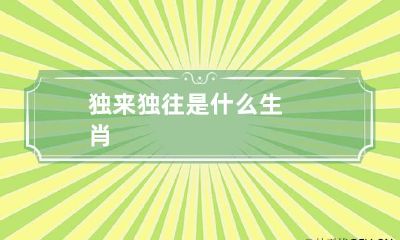 独来独往是什么生肖