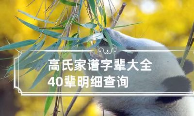 高氏家谱字辈大全40辈明细查询