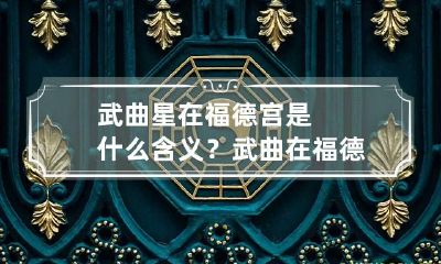 武曲星在福德宫是什么含义？ 武曲在福德宫化权