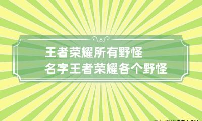 王者荣耀所有野怪名字 王者荣耀各个野怪的名字