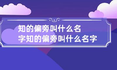 知的偏旁叫什么名字 知的偏旁叫什么名字好听
