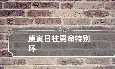 庚寅日柱男命特别坏