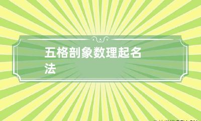 五格剖象数理起名法