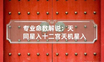 专业命数解说：天同星入十二宫 天机星入命宫