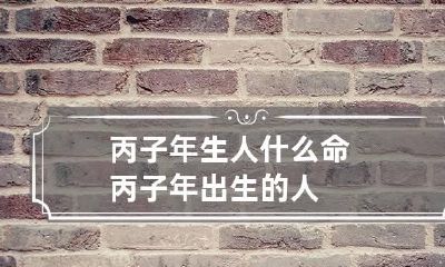 丙子年生人什么命 丙子年出生的人