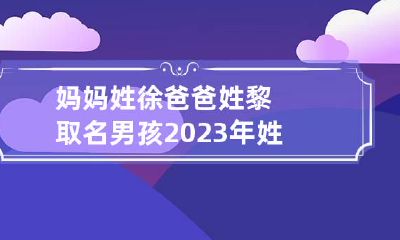 妈妈姓徐爸爸姓黎取名男孩 2023年姓黎的男孩名字