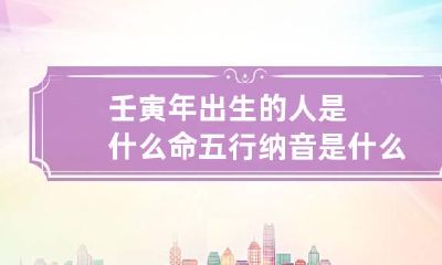 壬寅年出生的人是什么命五行纳音是什么
