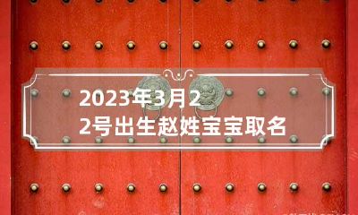 2023年3月22号出生赵姓宝宝取名叫什么