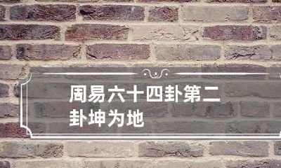 周易六十四卦第二卦 坤为地