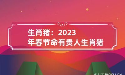 生肖猪：2023年春节命有贵人 生肖猪2023年生肖运势详解