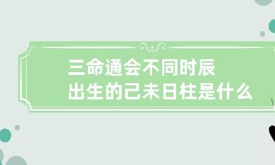 三命通会 不同时辰出生的己未日柱是什么命