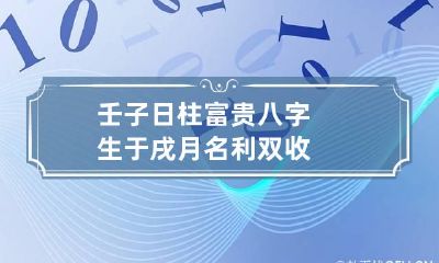 壬子日柱富贵八字 生于戌月名利双收