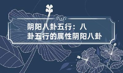 阴阳八卦五行：八卦五行的属性 阴阳八卦 五行