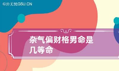 杂气偏财格男命 是几等命
