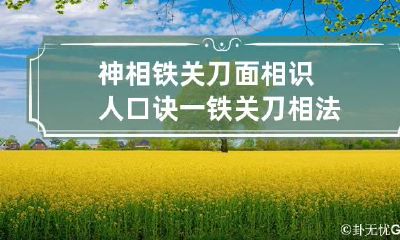 神相铁关刀面相识人口诀一 铁关刀相法