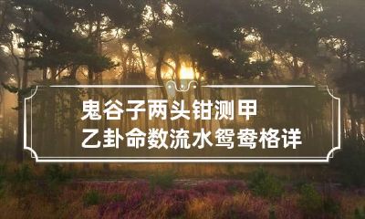 鬼谷子两头钳测甲乙卦命数 流水鸳鸯格详解