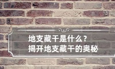 地支藏干是什么？揭开地支藏干的奥秘