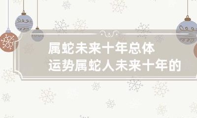 属蛇未来十年总体运势 属蛇人未来十年的运程