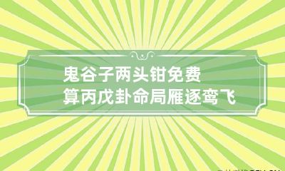 鬼谷子两头钳免费算丙戊卦命局 雁逐鸾飞格详解