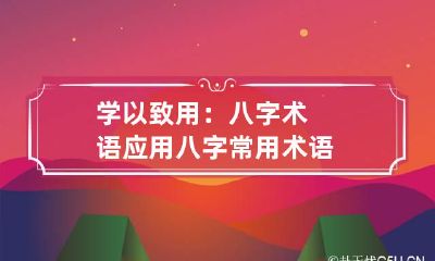 学以致用：八字术语应用 八字常用术语