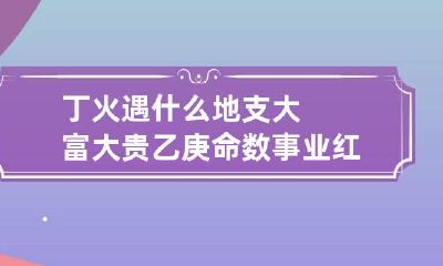 丁火遇什么地支大富大贵 乙庚命数事业红火