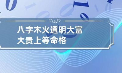 八字木火通明大富大贵 上等命格