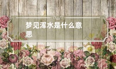 梦见浑水是什么意思