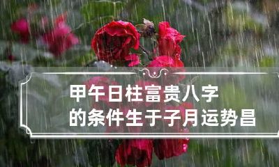 甲午日柱富贵八字的条件 生于子月运势昌顺