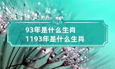 93年是什么生肖 1193年是什么生肖