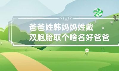 爸爸姓韩妈妈姓戴双胞胎取个啥名好 爸爸姓韩宝宝名字大全