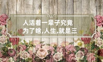 人活着一辈子究竟为了啥,人生,就是三句话精辟