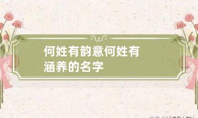 何姓有韵意 何姓有涵养的名字