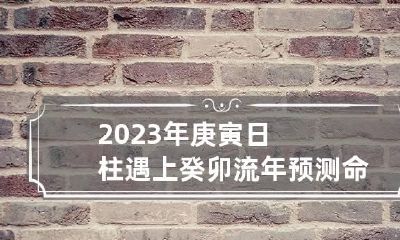 2023年庚寅日柱遇上癸卯流年预测命运：需开源节流积累财富