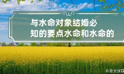 与水命对象结婚必知的要点 水命和水命的婚姻如何