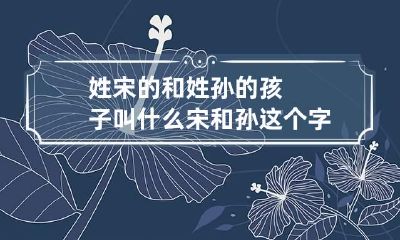 姓宋的和姓孙的孩子叫什么 宋和孙这个字怎么读