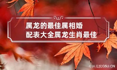 属龙的最佳属相婚配表大全 属龙生肖最佳配偶属相