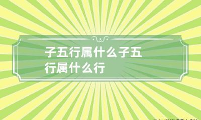 子五行属什么 子五行属什么行