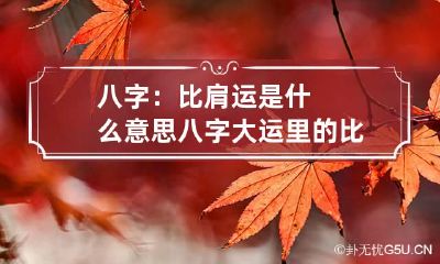 八字：比肩运是什么意思 八字大运里的比肩是什么意思