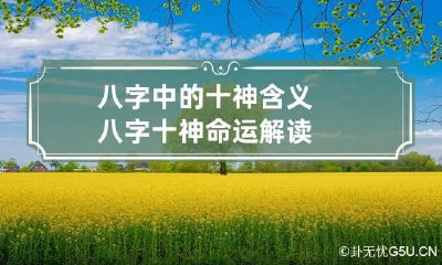 八字中的十神含义 八字十神命运解读