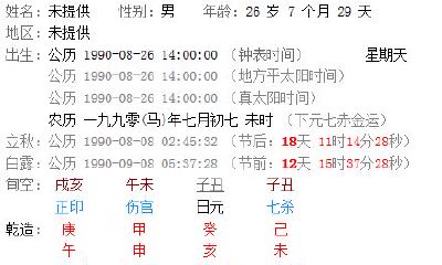 八字日柱月柱年柱查询（日柱和时柱相冲必短命）